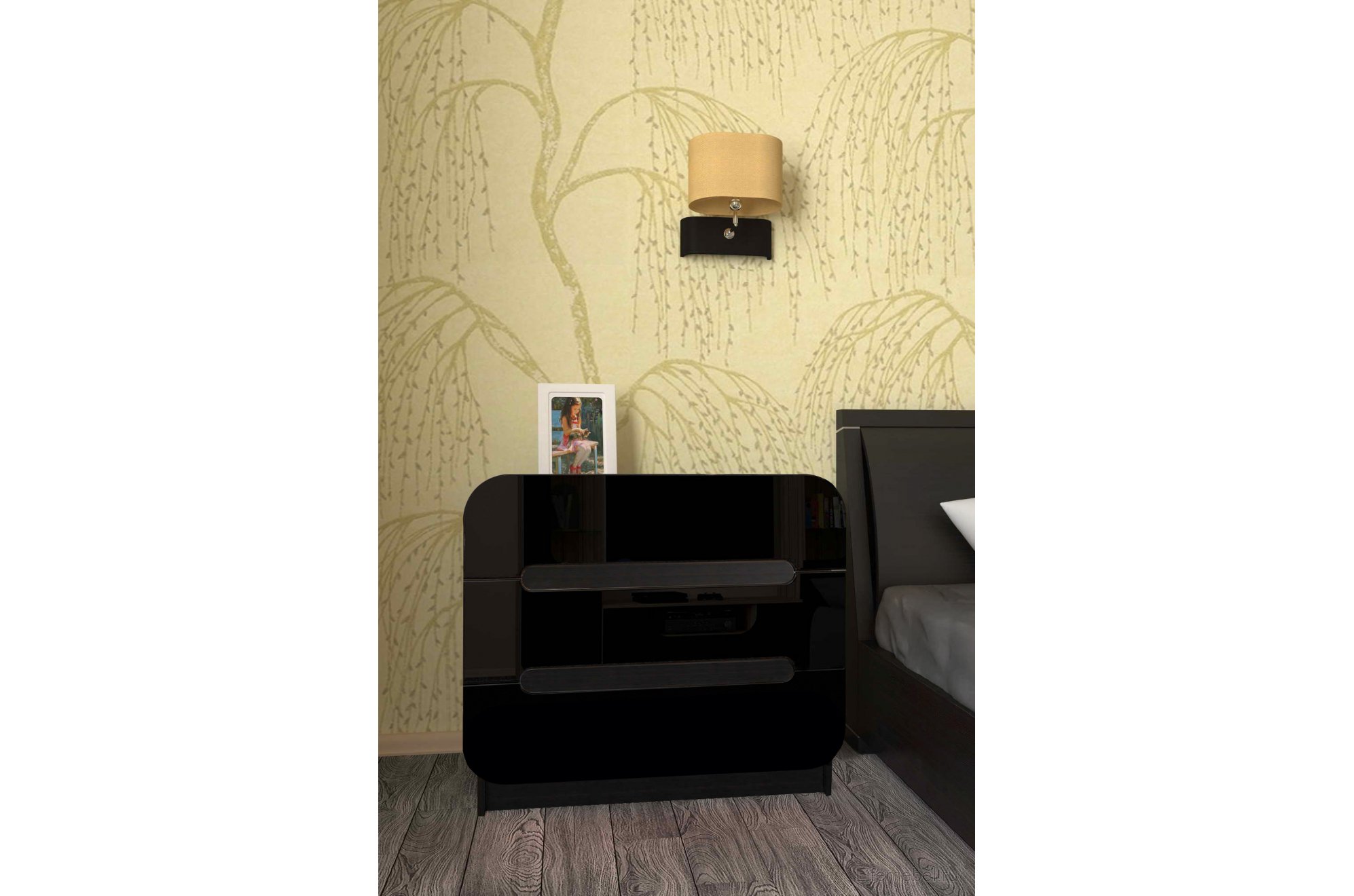 Комод Мебелеф - 40 венге / черный глянец