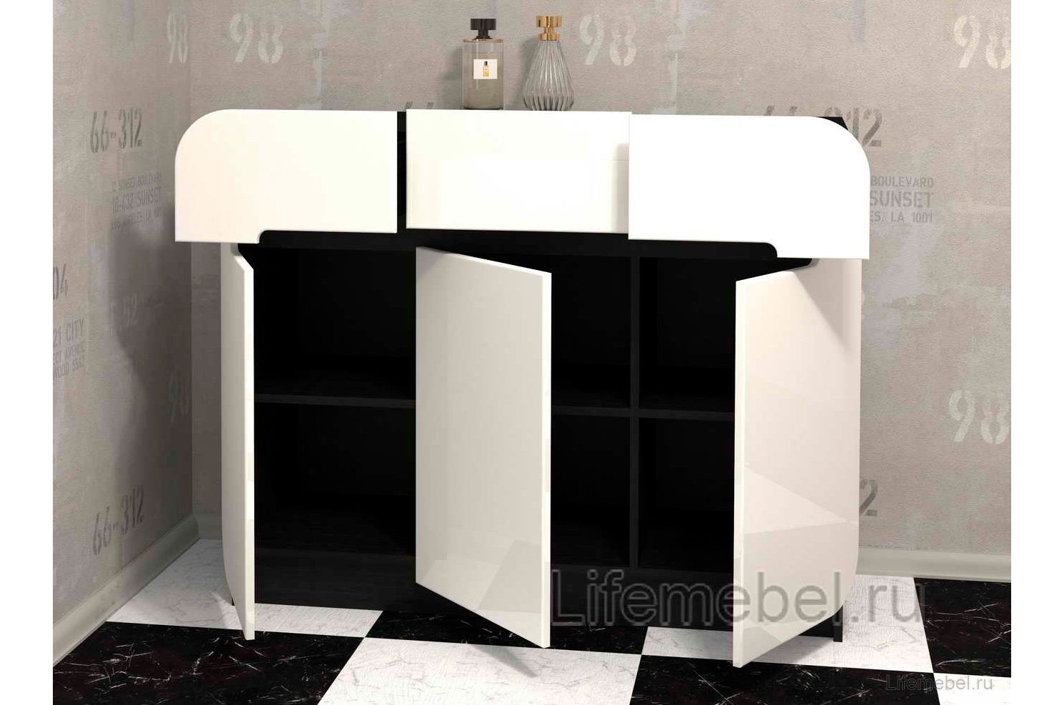 Комод Мебелеф - 42 венге / белоснежный глянец