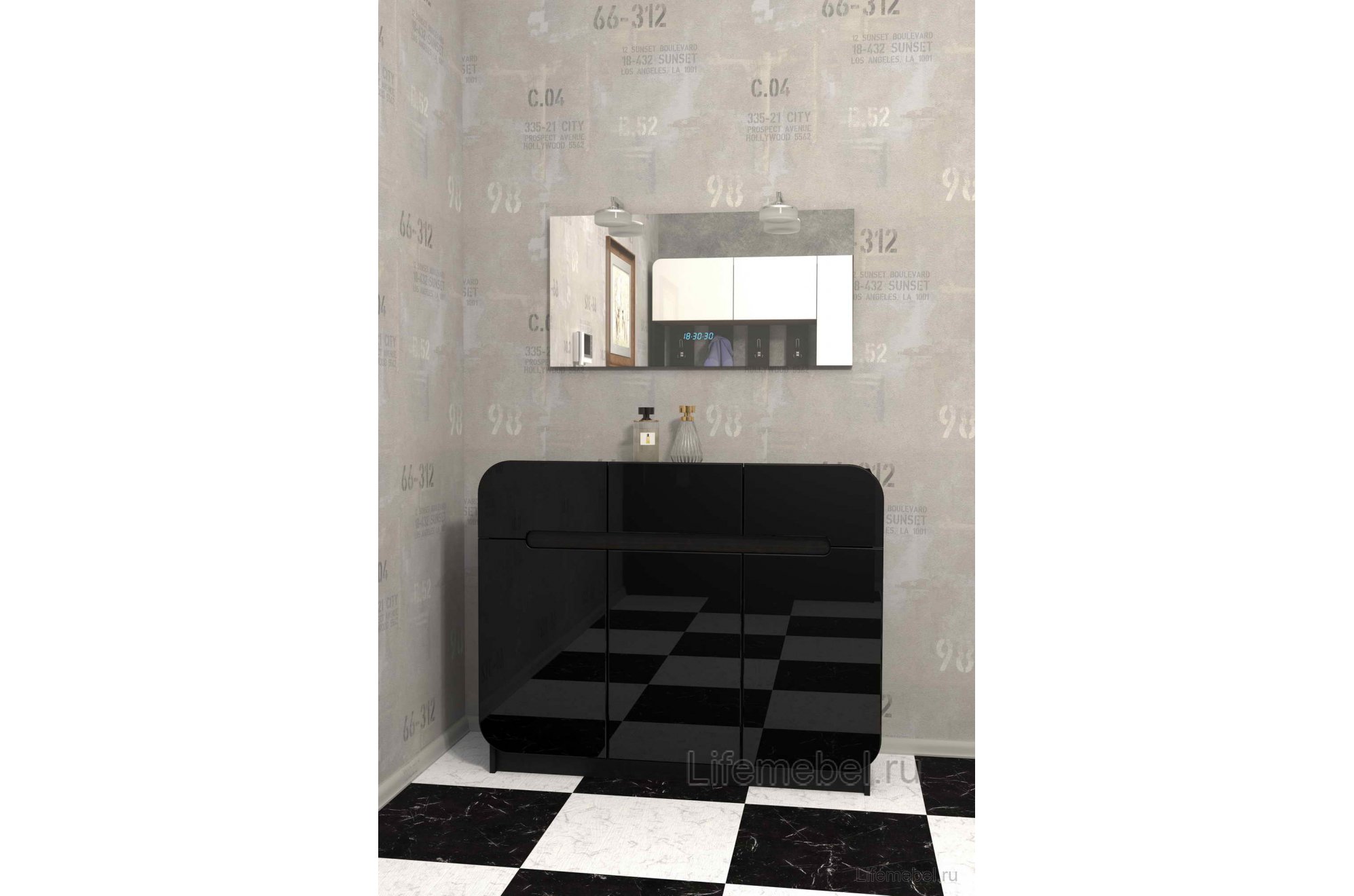 Комод Мебелеф - 42 венге / черный глянец