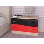 дуб молочный / черный глянец / красный глянец