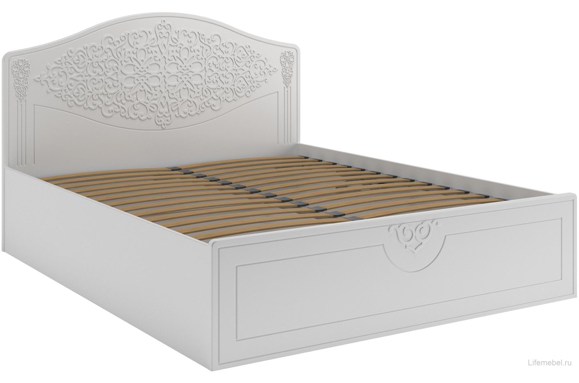 Двуспальная кровать Ассоль АС-30 160х200 с ПМ белое дерево