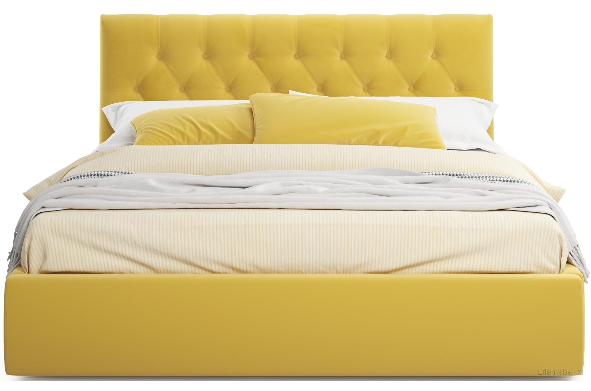Двуспальная кровать Verona 180х200 с ПМ желтый велюр