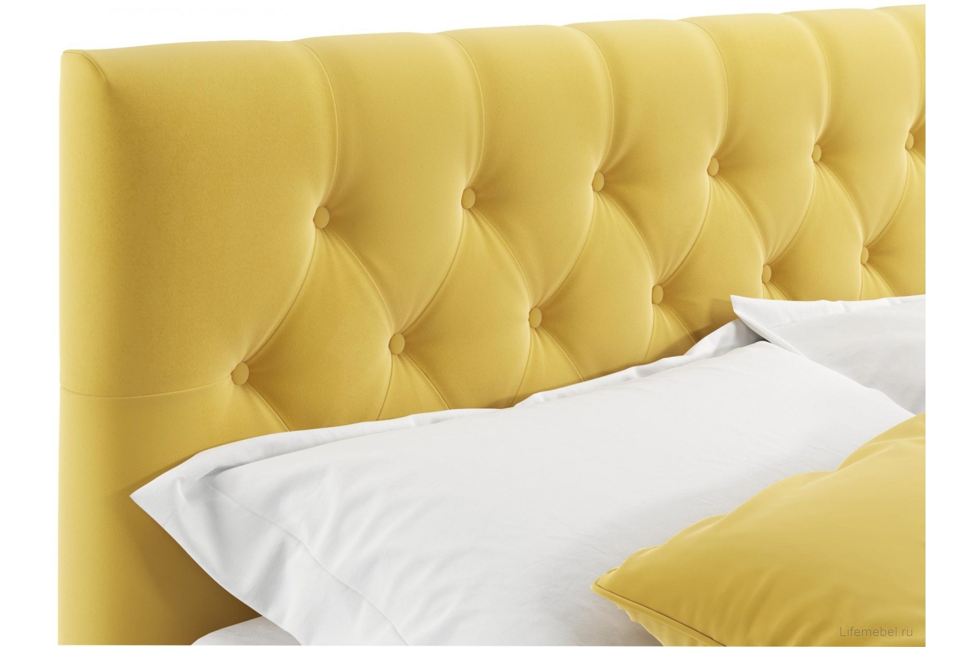 Двуспальная кровать Verona 180х200 с ПМ желтый велюр