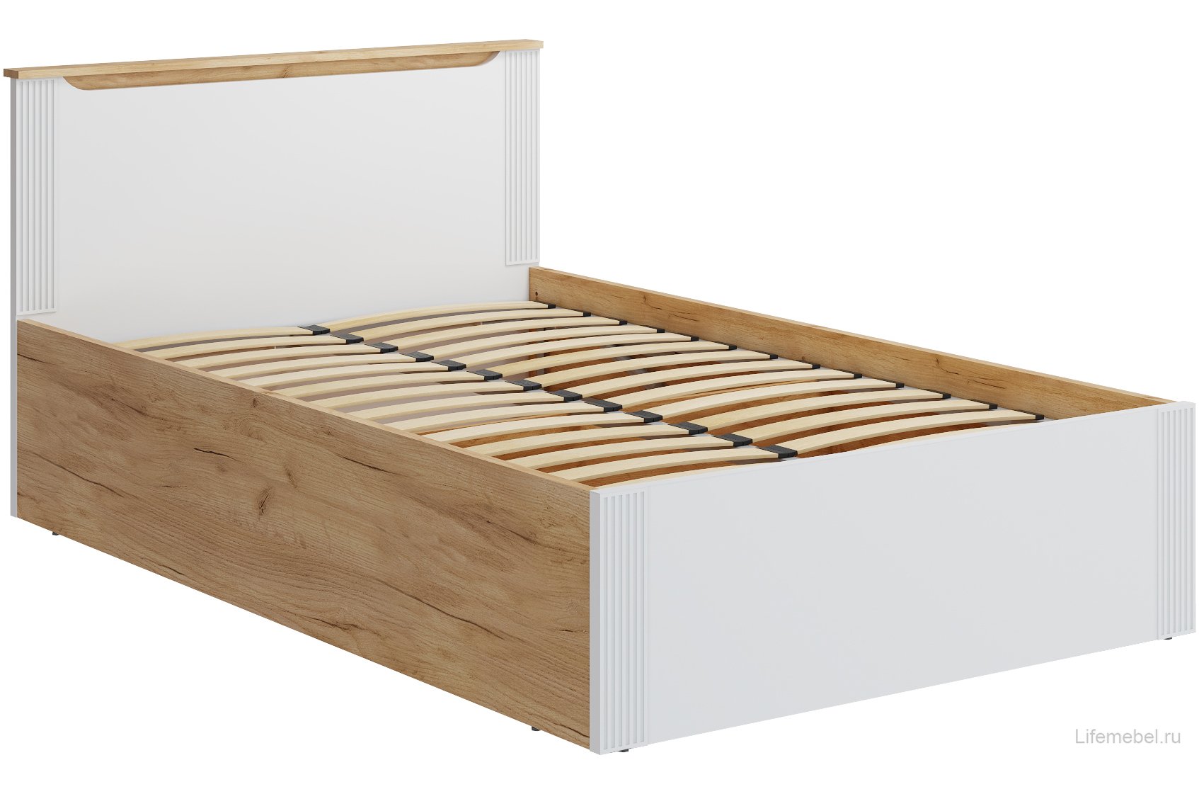 Полутораспальная кровать Эмилия ЭЛ-32 120х200 с ПМ дуб крафт золотой / меренга