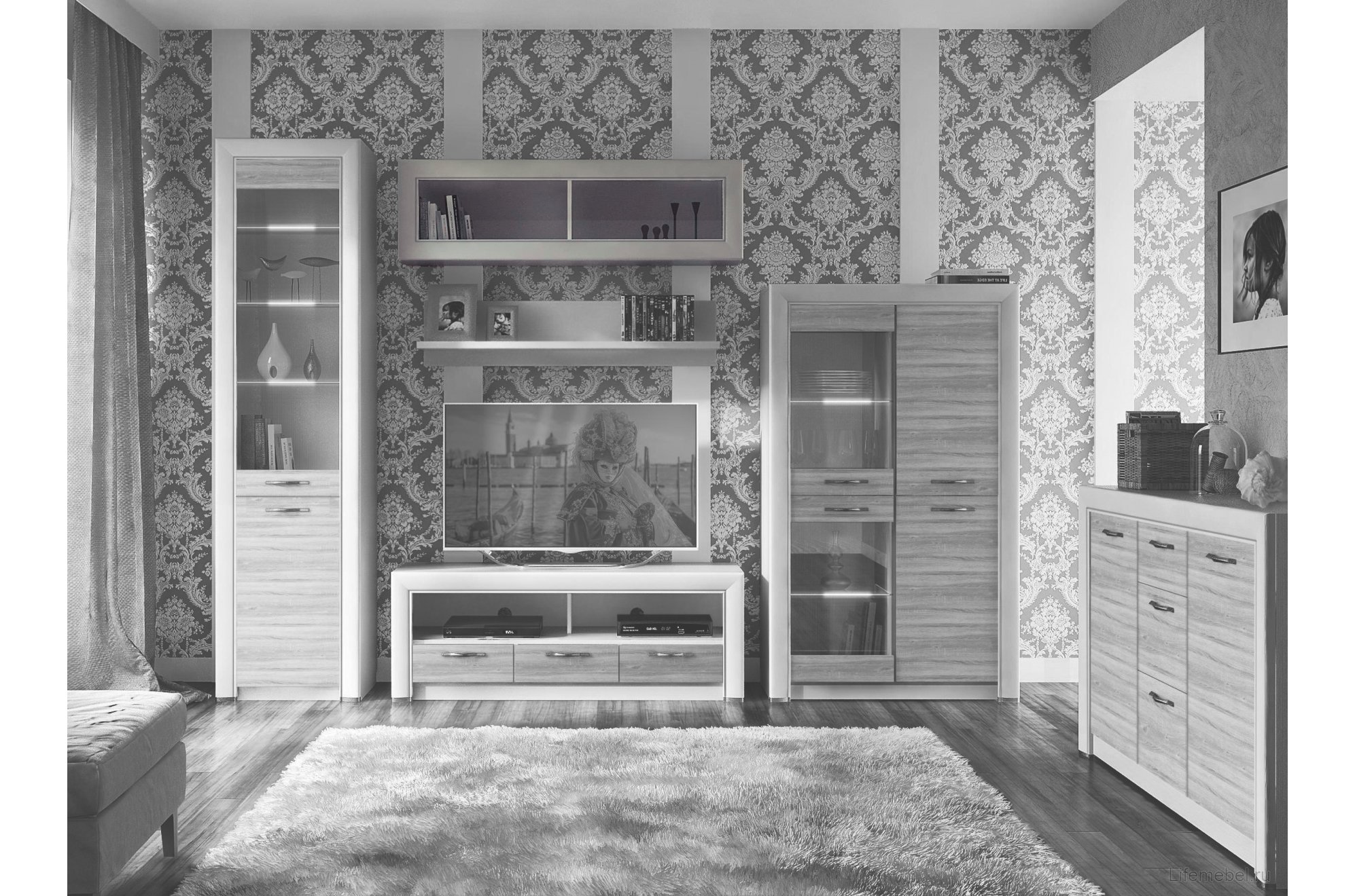 Полка Olivia 1D вудлайн кремовый