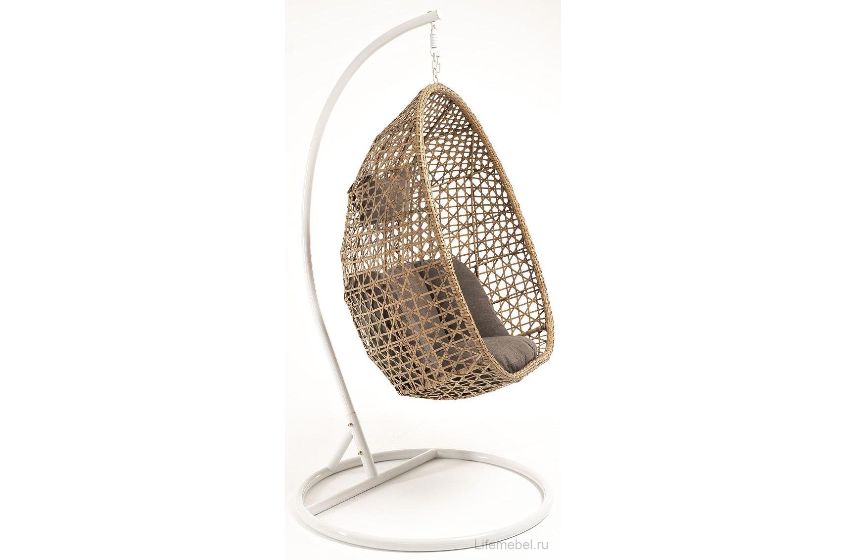 Подвесное кресло Мику серый / соломенный