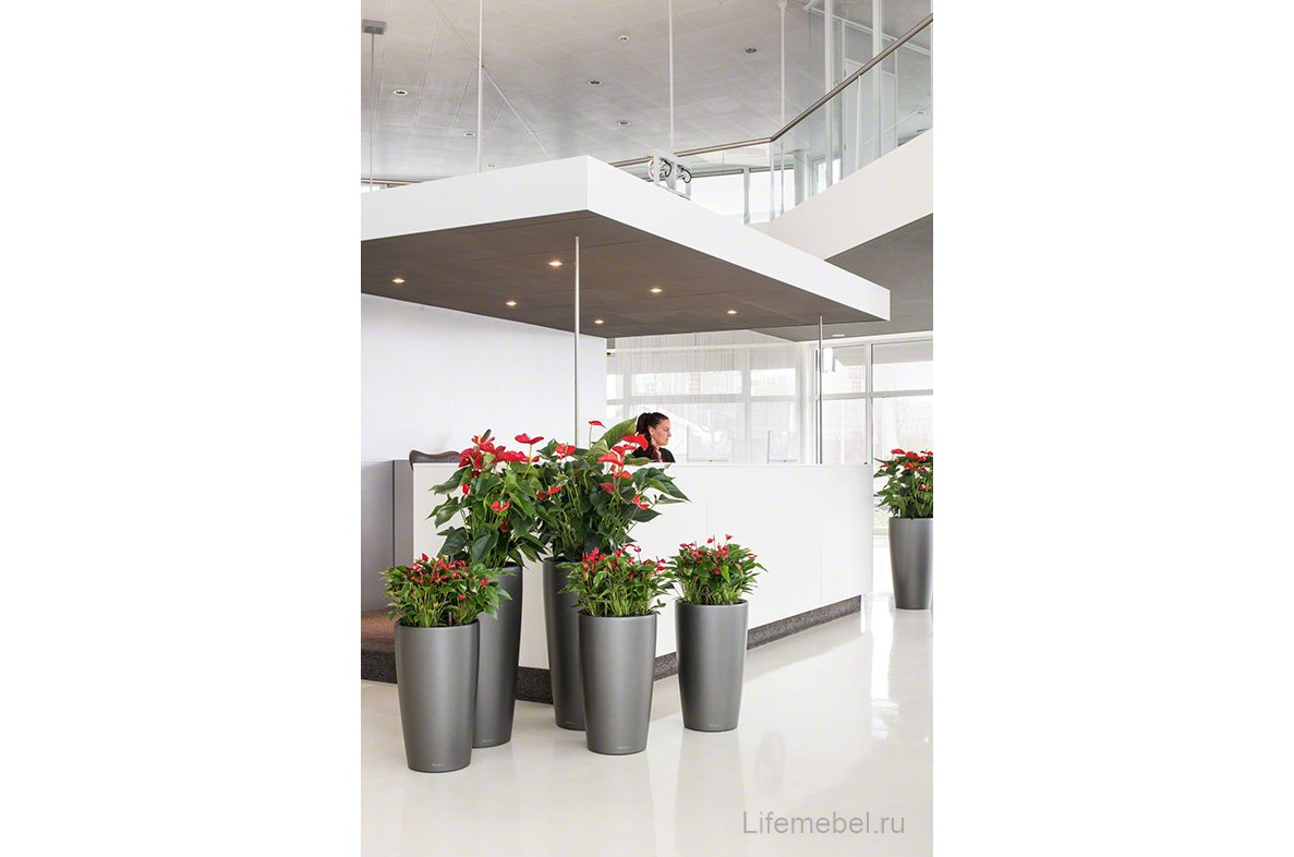 Кашпо Lechuza 15749 RONDO 40 Черный блестящий