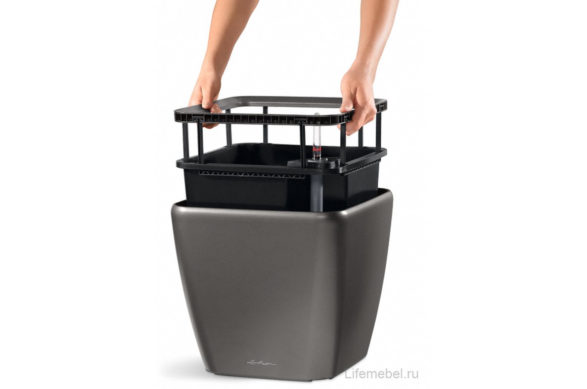 Кашпо Lechuza 16123 QUADRO LS 21 Антрацитовый металлик