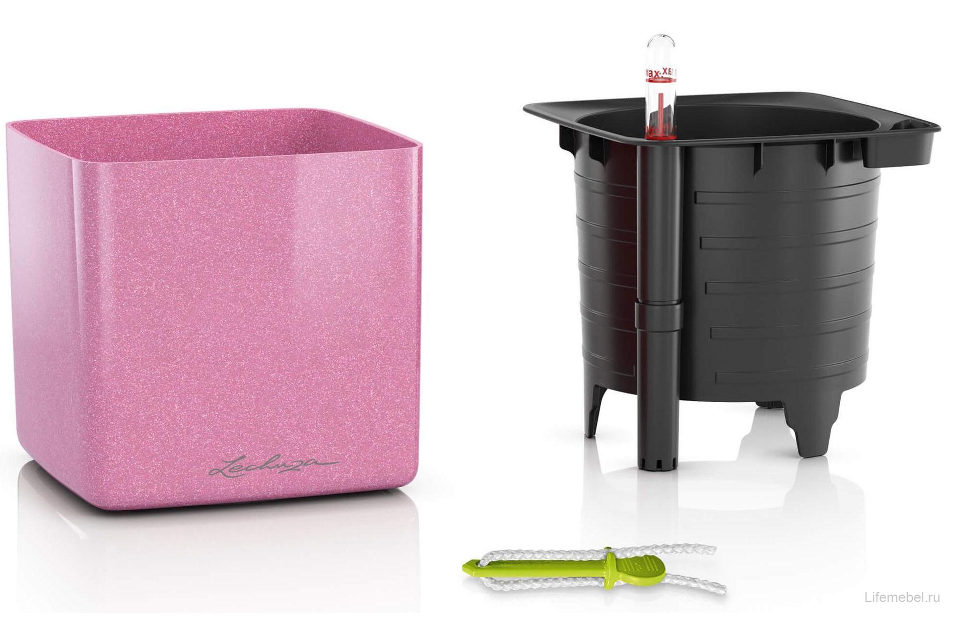 Кашпо Кьюб Глосси Кисс 14 кремовое