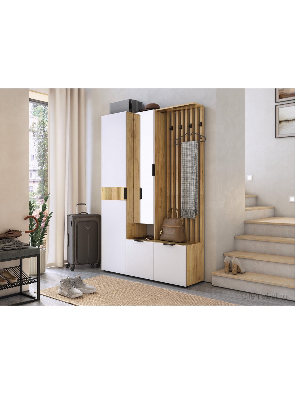 Шкаф Бери 40 дуб крафт золотой / белое дерево