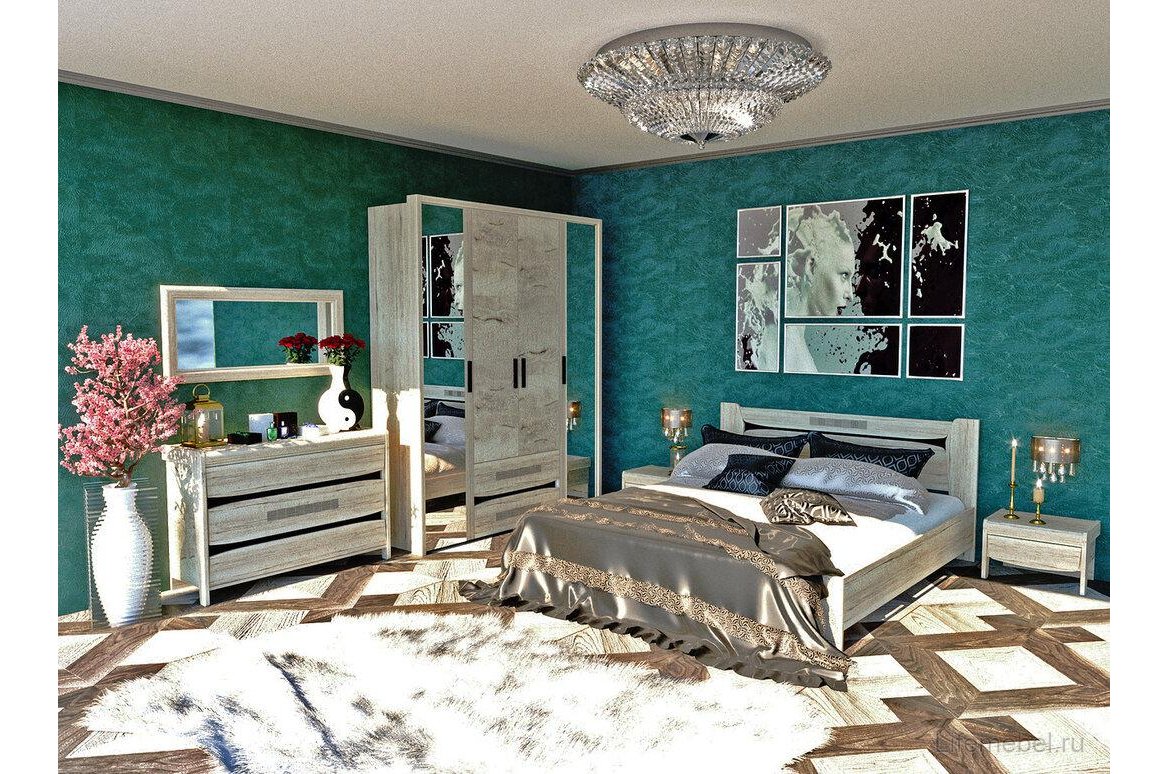 Шкаф Мале четырехдверный дуб галифакс белый