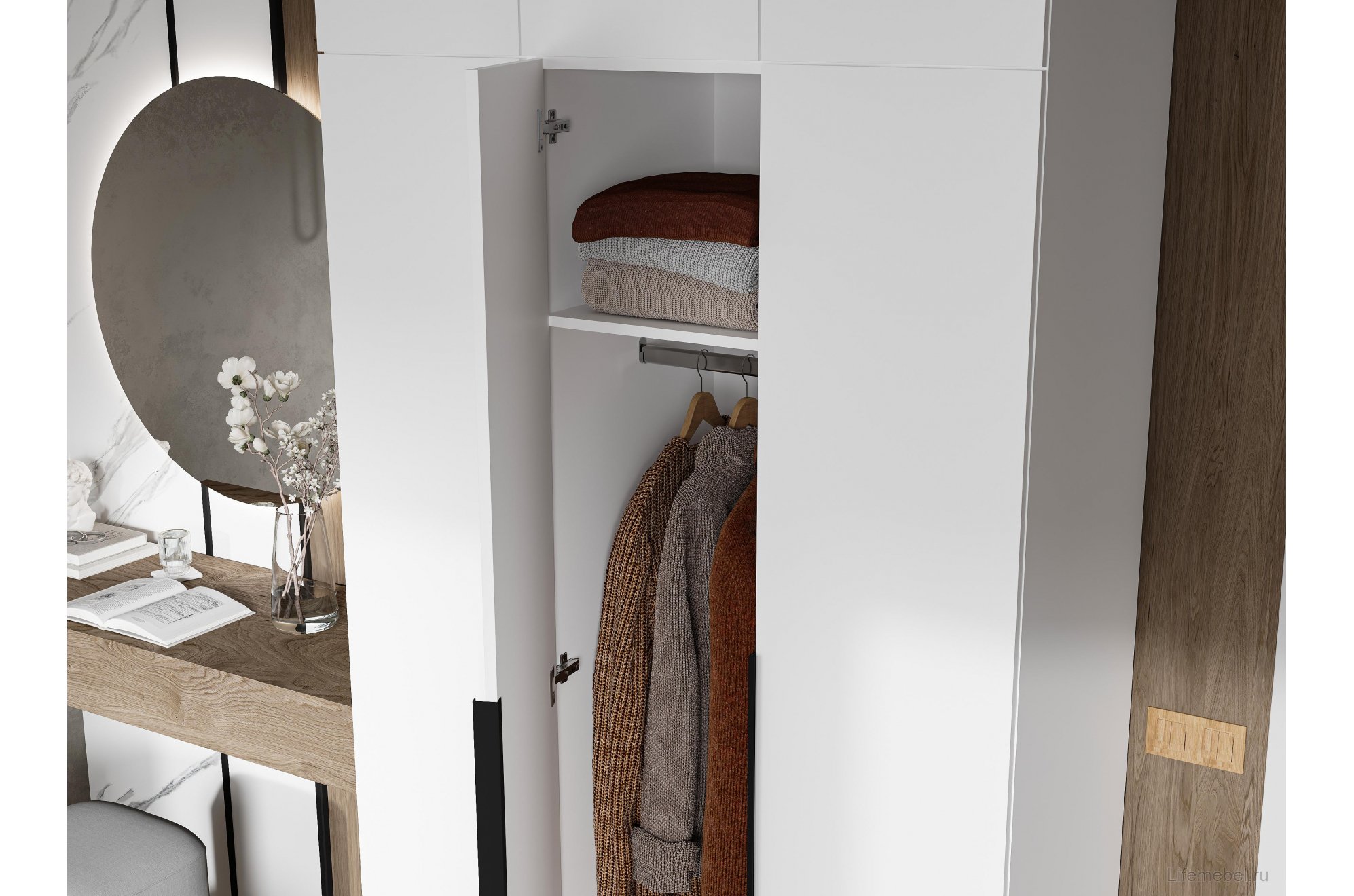 Шкаф Широн 1200 белый / белый с антресолью