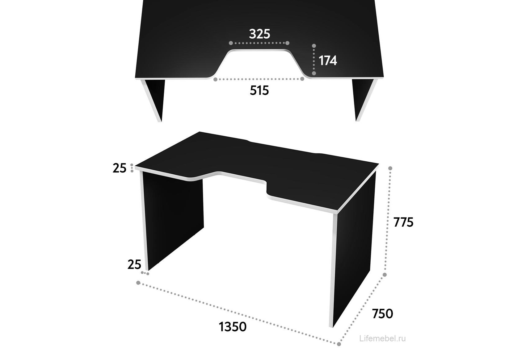 Компьютерный стол С-240 черный / белый