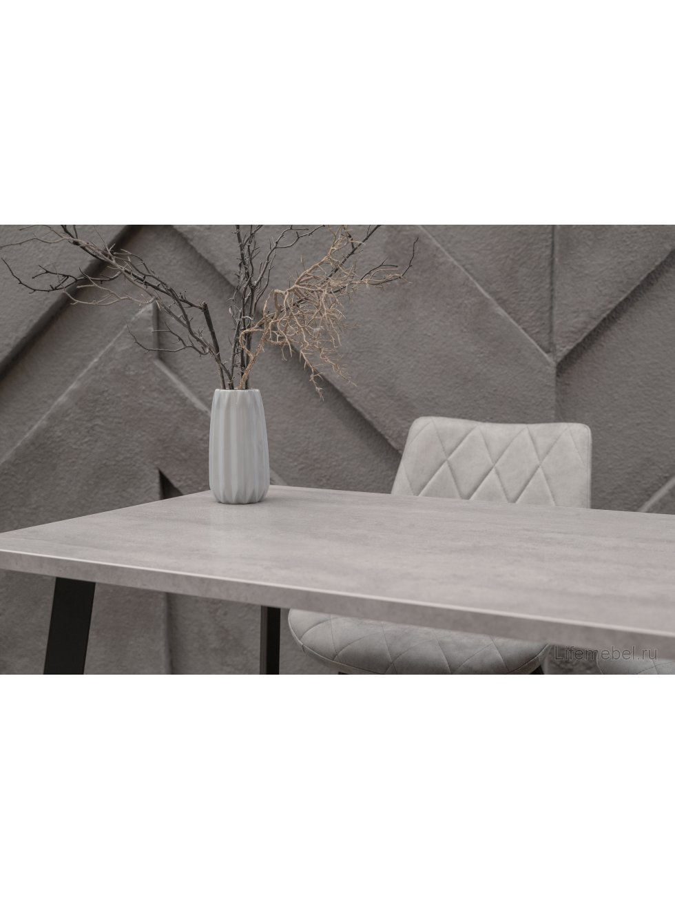 Деревянный стол Тринити Лофт 140х80 бетон светлый / черный матовый