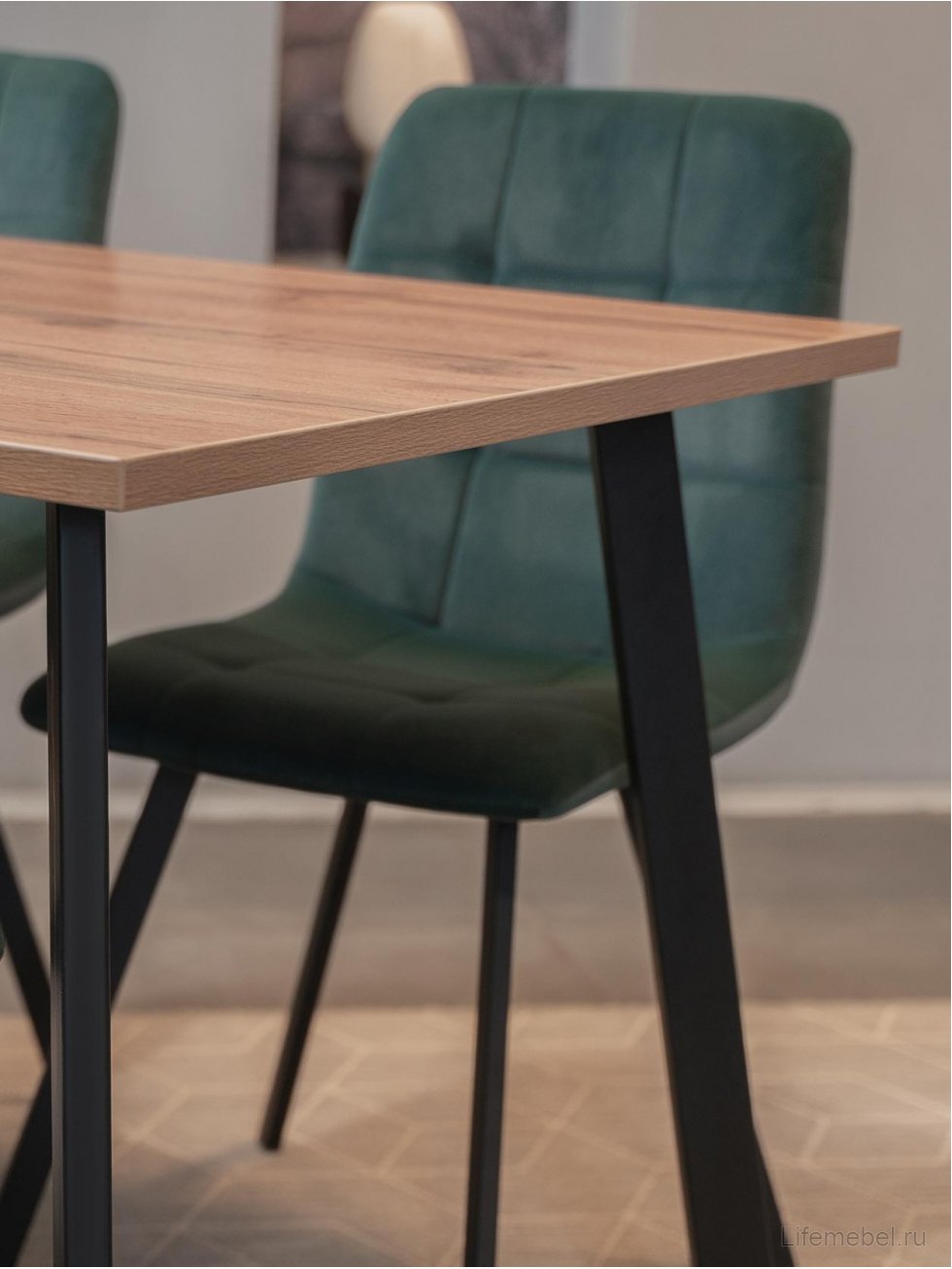 Стол Тринити Лофт 120 25 мм черный матовый / дуб делано темный