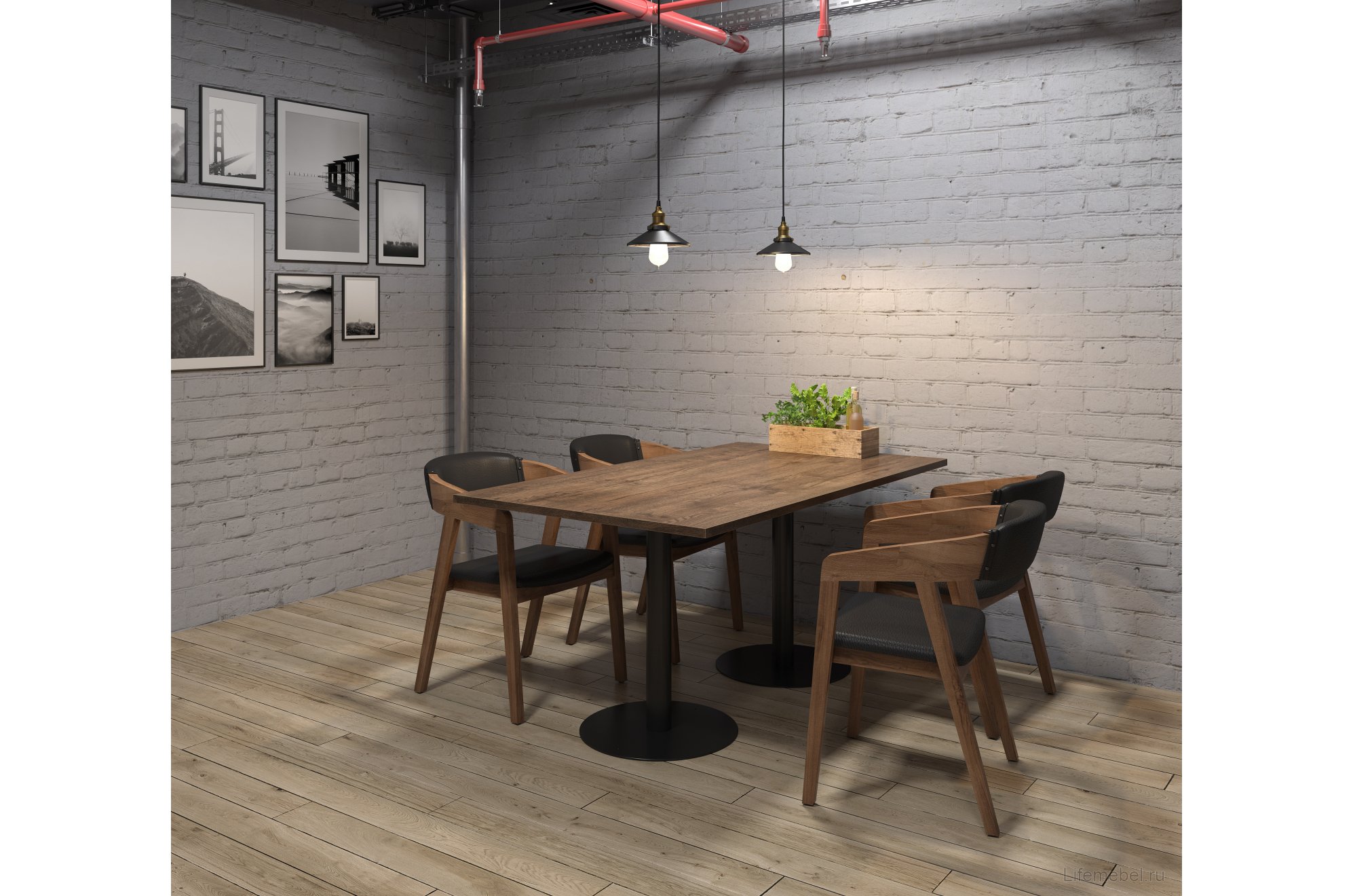 Стол VAST-120 (1200*800*740) teakwood/черный