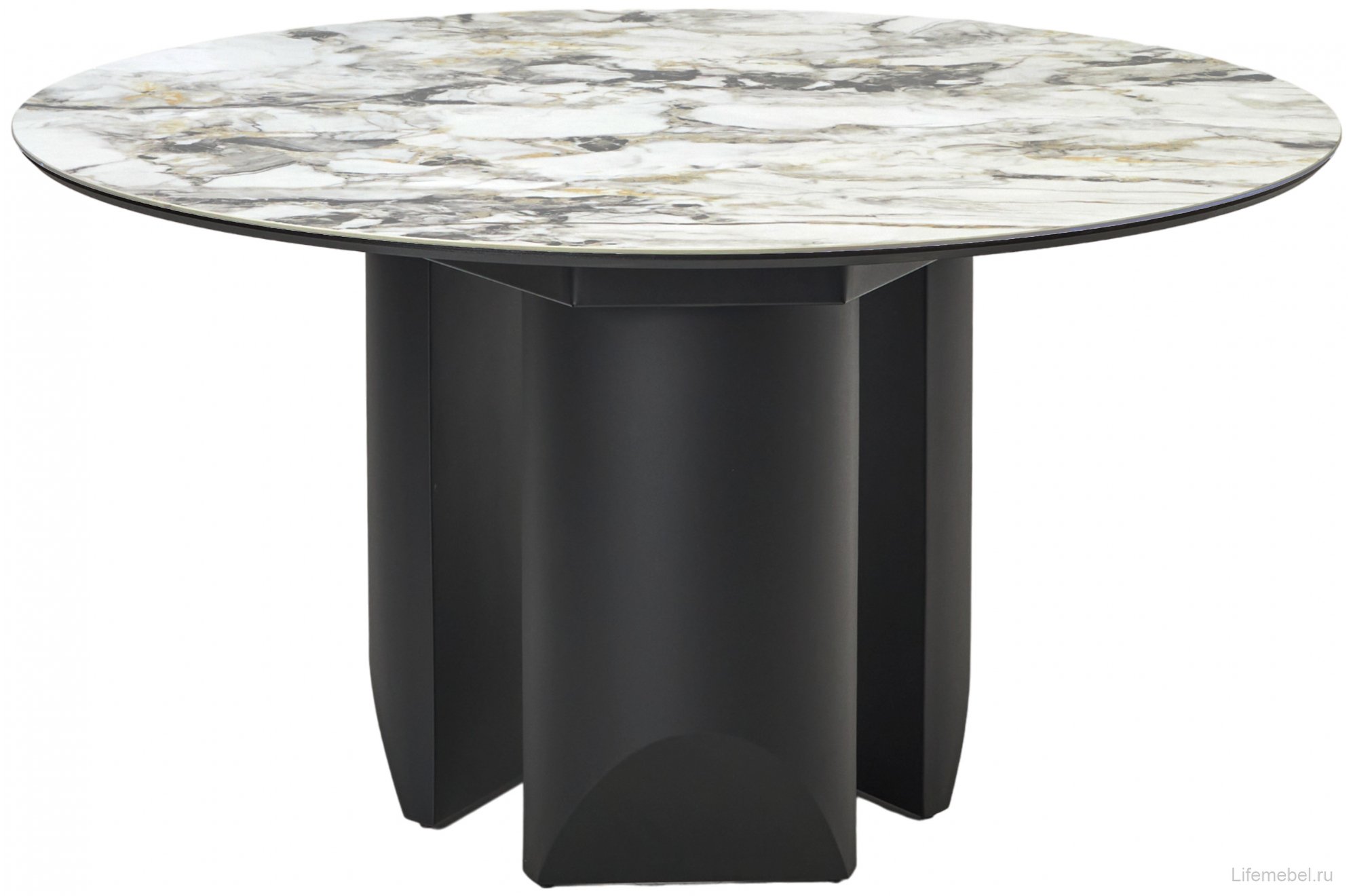 Керамический стол Колизей d140 arctic ocean белый мрамор керамика / черный