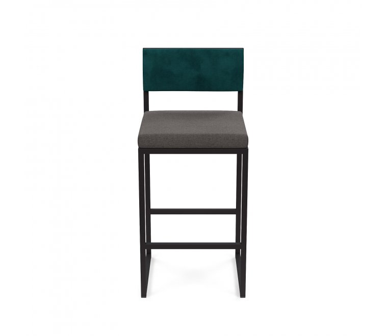 Барный стул Барнс-65 (400*400*650/900) grey lunar/velur azure/черный Барный стул Барнс-65 (400*400*650/900) grey lunar/velur azure/черный