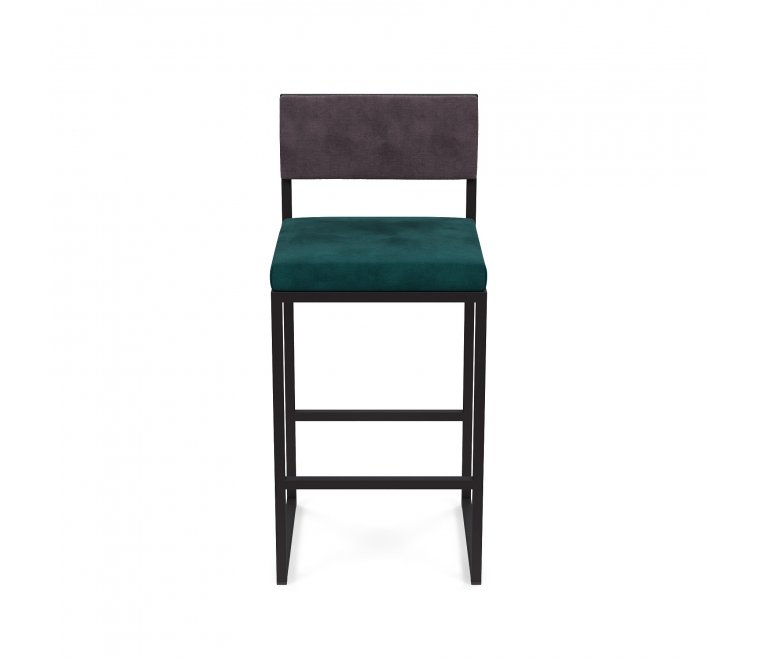 Барный стул Барнс-65 (400*400*650/900) velur azure/velur grey/черный Барный стул Барнс-65 (400*400*650/900) velur azure/velur grey/черный