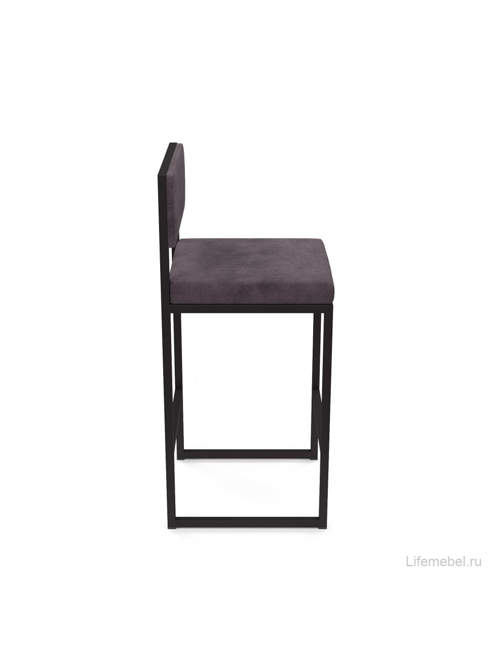 Барный стул Барнс-65 (400*400*650/900) velur grey/velur grey/черный