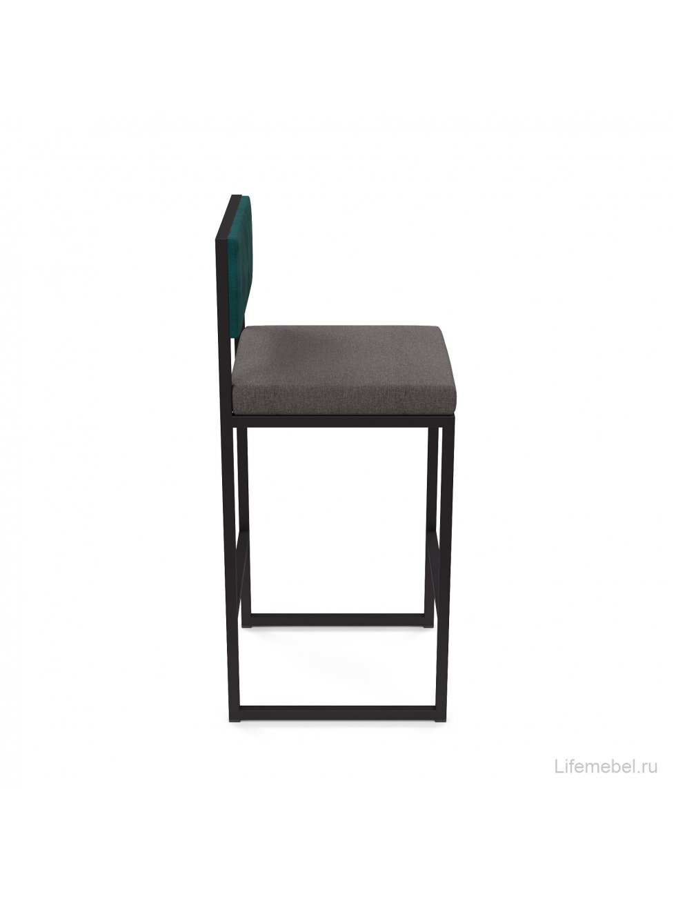 Барный стул Барнс-75 (400*400*750/1000) grey lunar/velur azure/черный