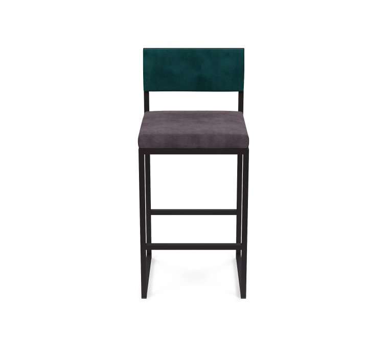 Барный стул Барнс-75 (400*400*750/1000) velur grey/velur azure/черный Барный стул Барнс-75 (400*400*750/1000) velur grey/velur azure/черный