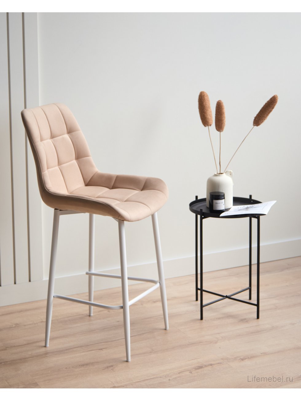 Полубарный стул Челси бежевый (zd 210) / белый
