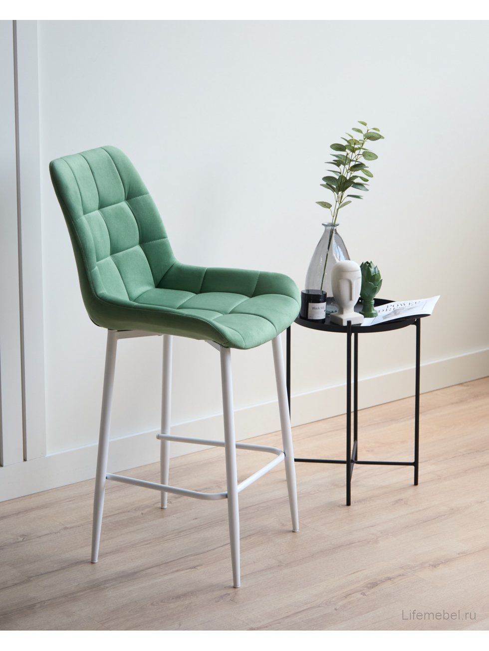Полубарный стул Челси фисташковый (zd 651) / белый