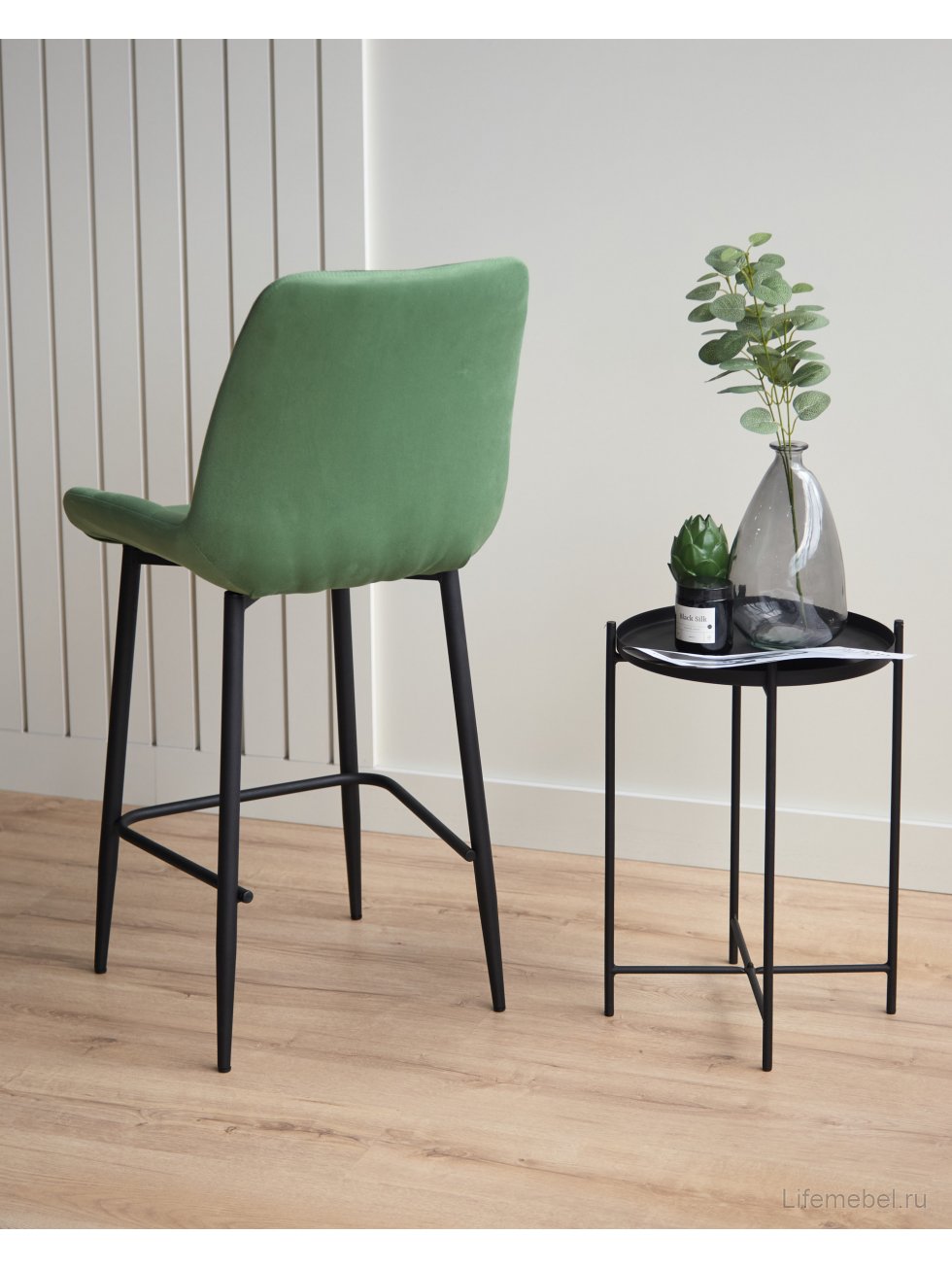 Полубарный стул Челси фисташковый (zd 651) / черный