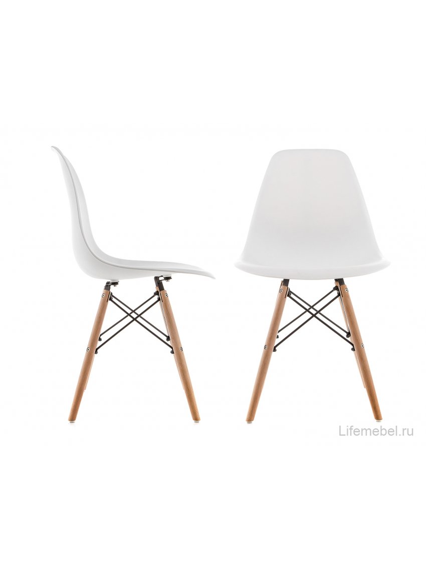 Стул Eames PC-015 WL white / wooden legs