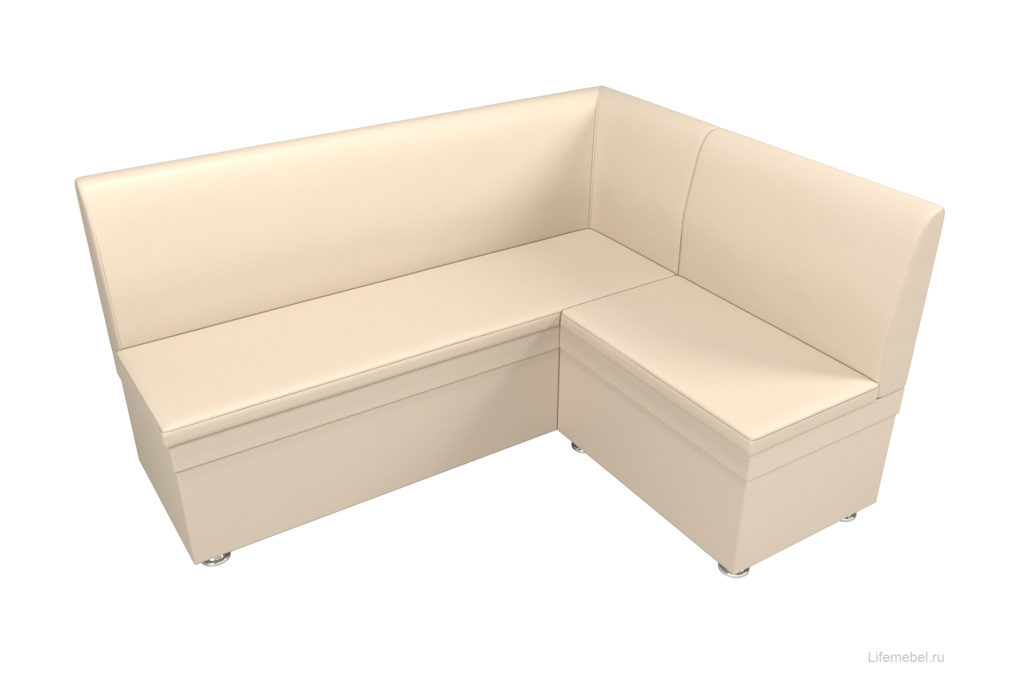 Кухонный диван Уют угловой экокожа бежевый правый