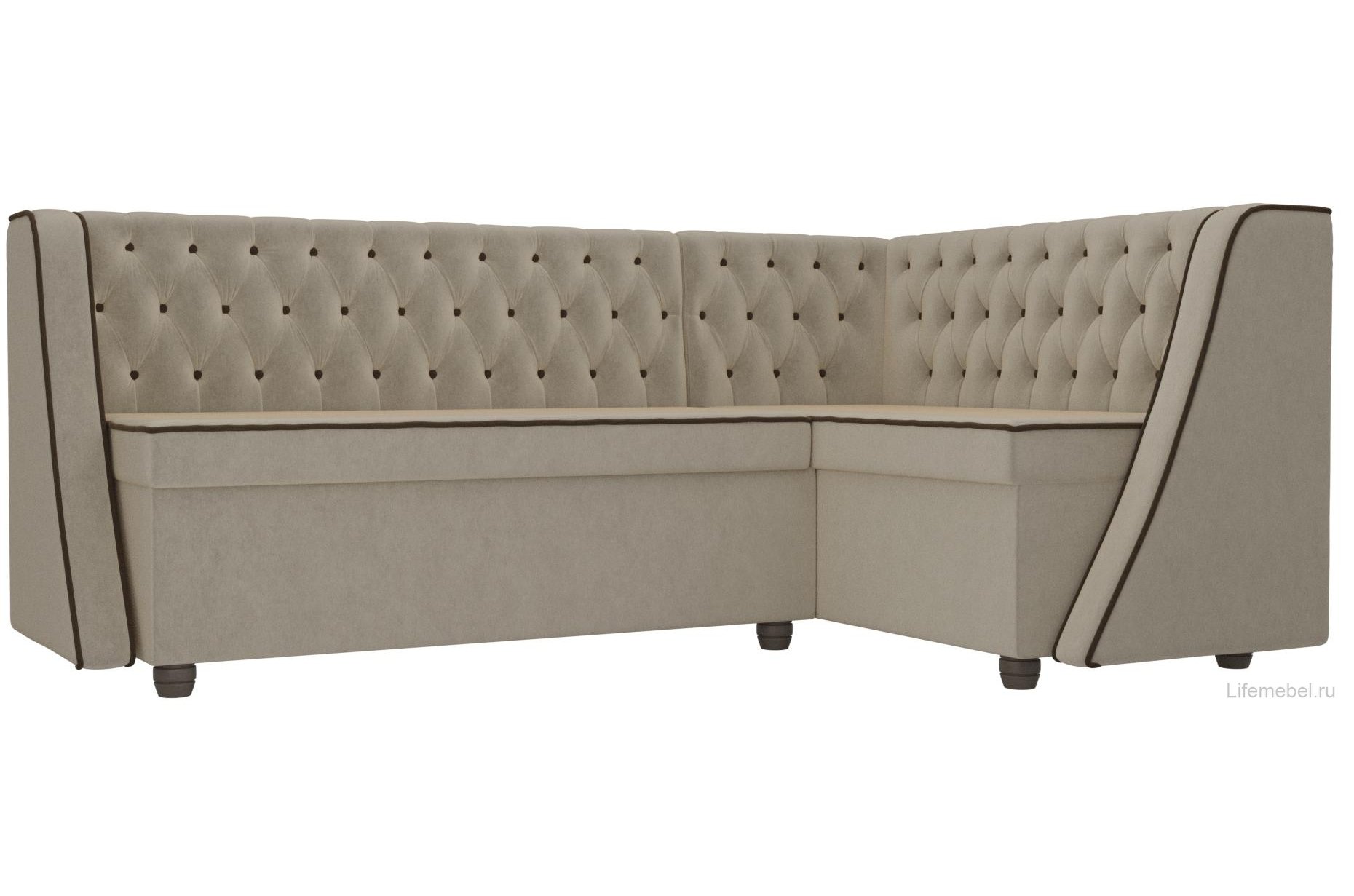 Кухонный диван Лофт правый микровельвет бежевый