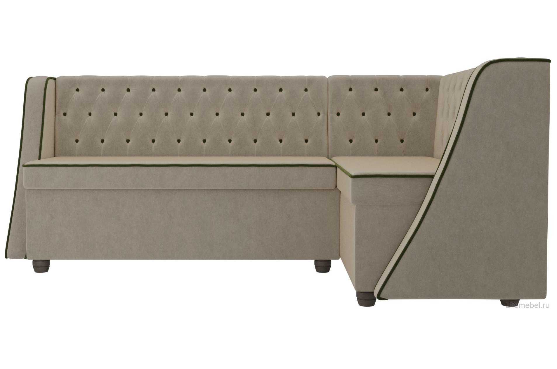 Кухонный диван Лофт правый микровельвет бежевый