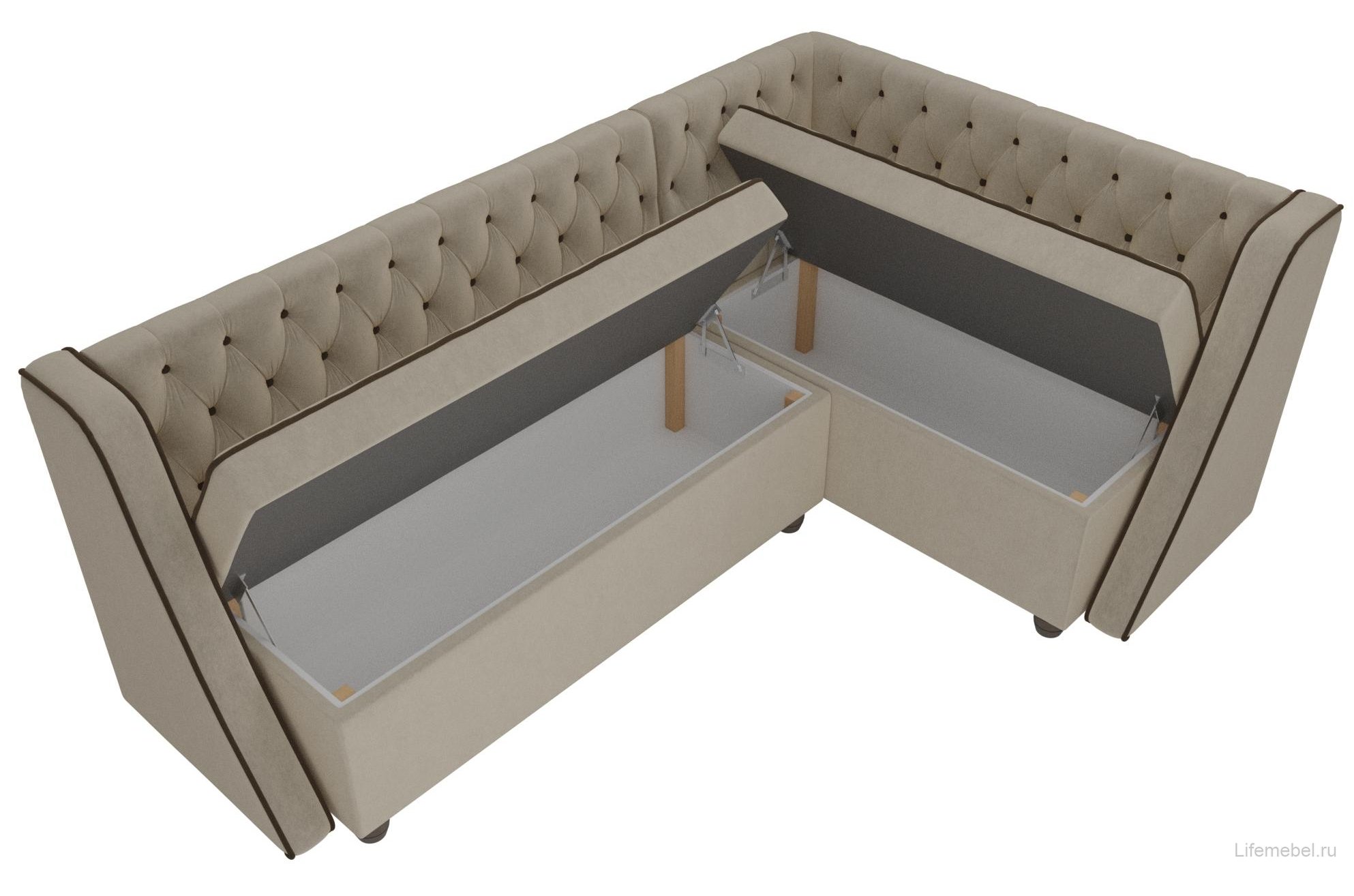 Кухонный диван Лофт правый микровельвет бежевый