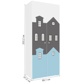 Комплект детской мебели Касама Комплектация 1 графит софт / голубой / белый