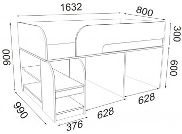 Кровать-чердак Астра 9/2