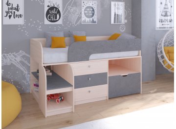 Кровать-чердак Астра 9 5 дуб молочный / железный камень