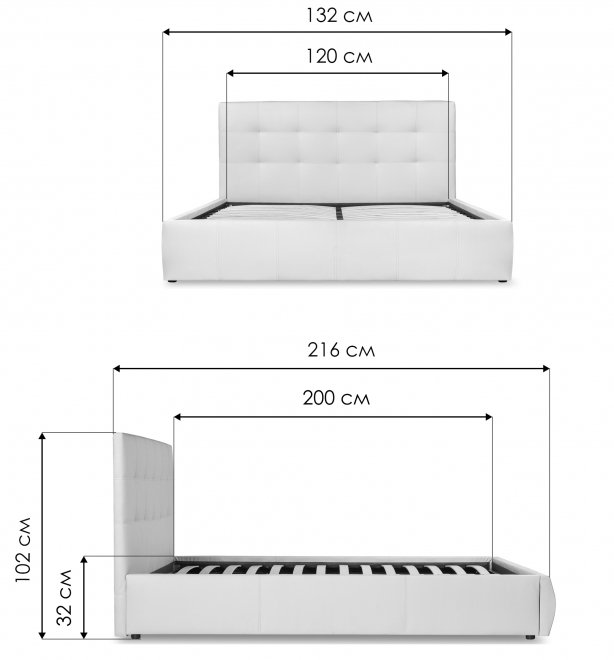 Полутораспальная кровать Афродита-2 120х200 с ПМ рогожка савана милк
