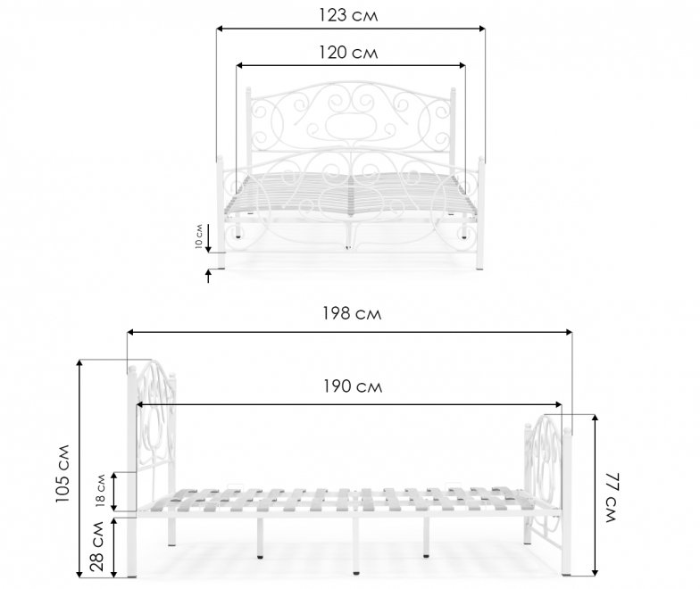 Полутораспальная кровать Викси 120х190 черный глянец