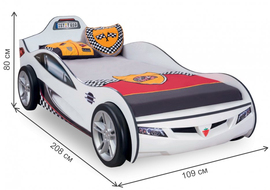 Кровать-машина Coupe 90х190 белая