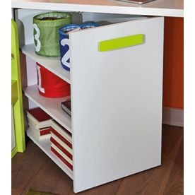 Тумба подстольная выдвижная D9004 белая с салатовой ручкой