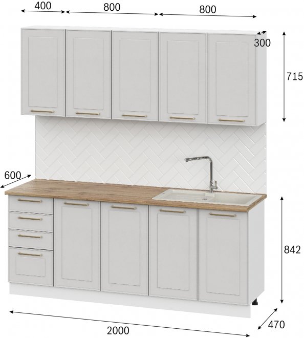 Кухня Милена 2,0 белый / белый арт