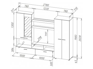 Готовая гостиная Ипети венге / глянцевый белый