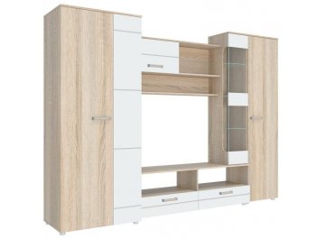 Готовая гостиная Рамон-5 дуб сонома светлый / глянцевый белый