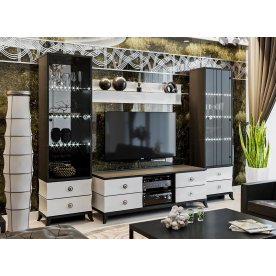 Модульная гостиная Камилла (комплектация 2) белый глянец / черный 