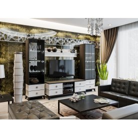 Модульная гостиная Камилла (комплектация 2) белый глянец / черный 