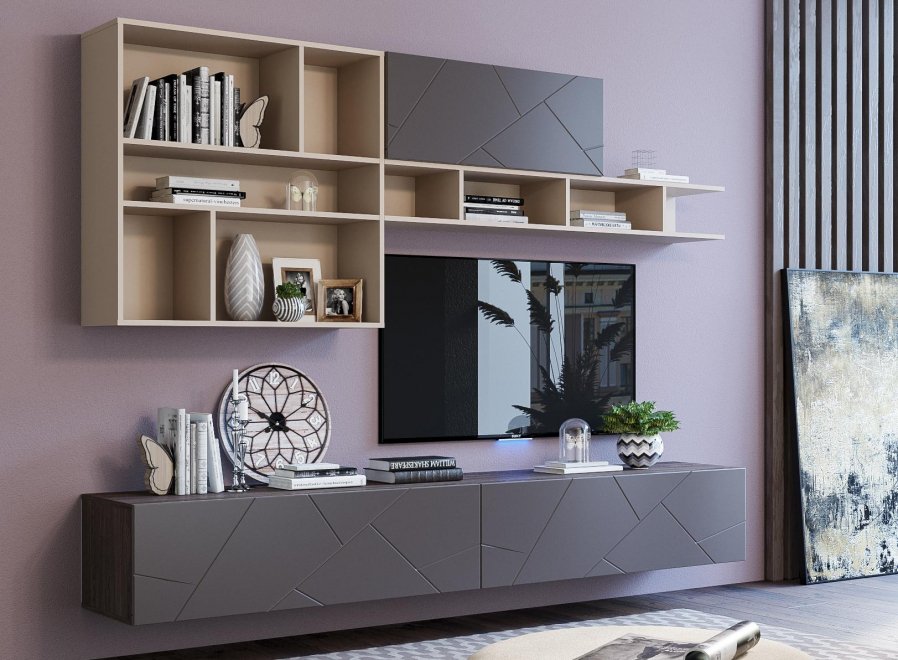 Модульная гостиная Summit софт графит / капучино / ясень анкор темный комплектация 9