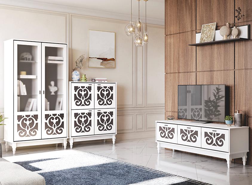 Модульная гостиная Джела белый аляска / графит