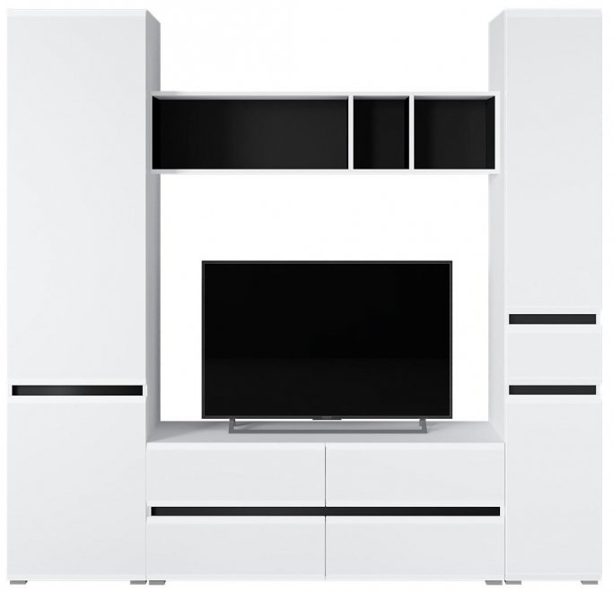 Модульная гостиная Сейдиль белый премиум / черный / белый глянец комплектация 4