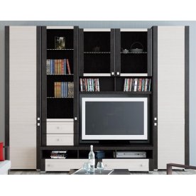 Стенка для гостиной Фиджи (комплектация 10) венге цаво / дуб белфорт